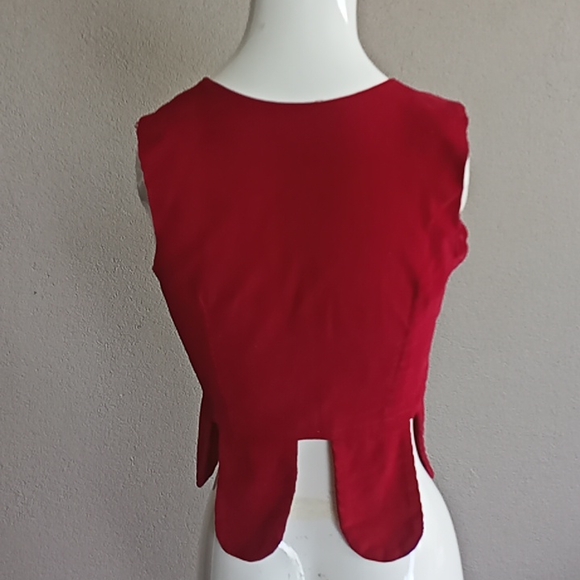 Mediaeval look vest in red with lace up - Picture 5 of 8